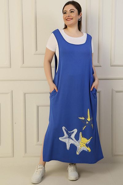 By Saygı Rochie Lunga Marime Plus din Viscoza Star de Mare