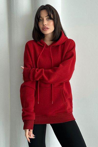 zunop Women's Red Do What Makes You Happy Printed Oversize Hooded Sweatshirt
