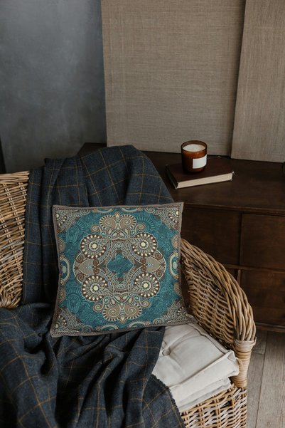 CİMENS Green Uzbek Patterned 4-Piece Throw Pillow Pillow Case - Digital Printed Gift Sofa