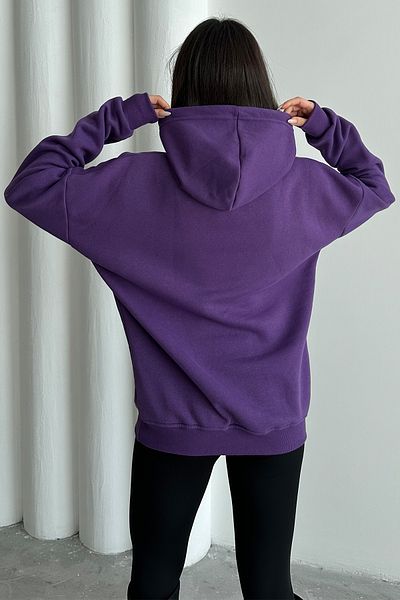 zunop Women's Purple New York Crew Printed Oversize Hooded Sweatshirt