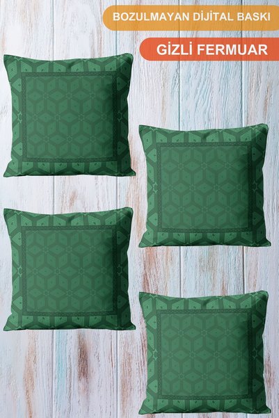 CİMENS Green Ranked 4-Piece Digital Printed Throw Pillow Pillow Case - Uzbek ...
