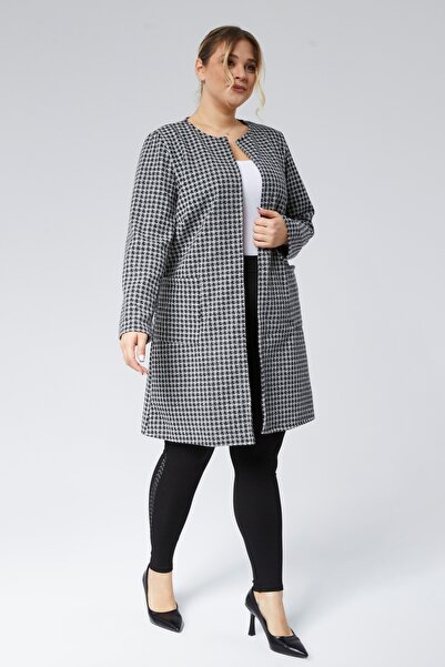 Curvy Trend Μακρύ μπουφάν χωρίς επένδυση με μοτίβο ζακάρ