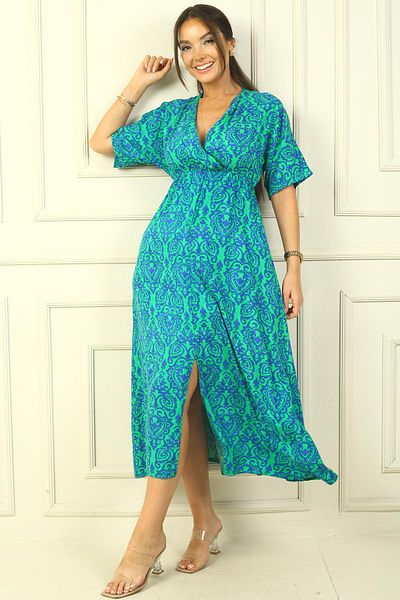 By Saygı Rochie Dublu-Spanita din Viscoza Imprimata - Cu Model