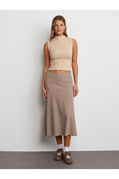 Dilvin 80390 Fusta midi kaki Thessaloniki - Design deschis