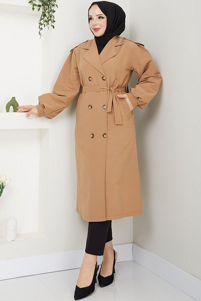 benguen 5854 Μοντέλο Ζώνη Camel Trench Coat