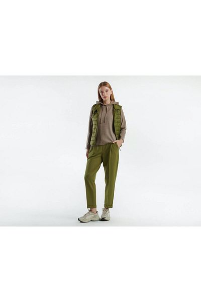 United Colors of Benetton Women's Khaki Recycled Polyester Padded Pufa Vest