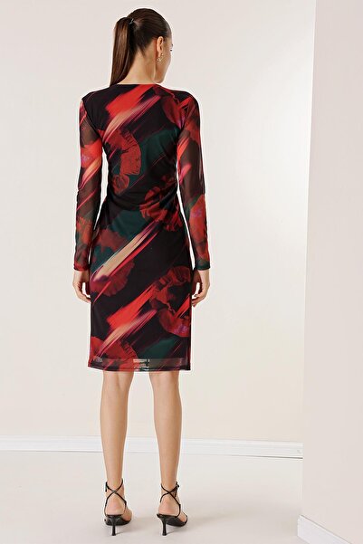 By Saygı Рокля от тюл с подплата и детайли на възел отпред