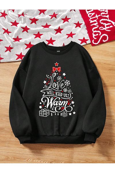 Pink Sky Unisex Oversize Sweatshirt - Christmas Tree Front Printed, Hoodie