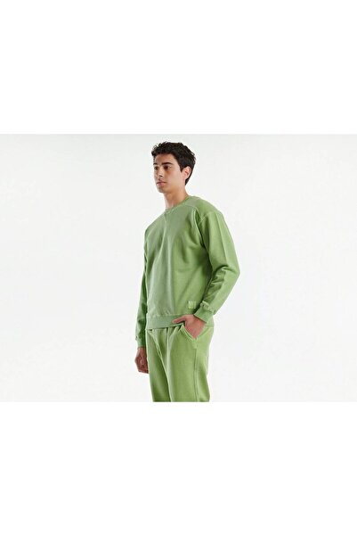 United Colors of Benetton Erkek Fıstık Yeşili Pamuk Karışımlı Sol Altı Logo D...