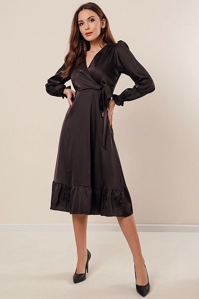 By Saygı Rochie din satin căptușită cu șireturi, cu decolteu dublu