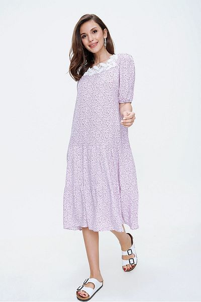 By Saygı Dress with Lace Detail on the Collar