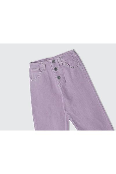United Colors of Benetton Girl's Lilac 5-Pocket Trousers with Button Closure and Leg Detail