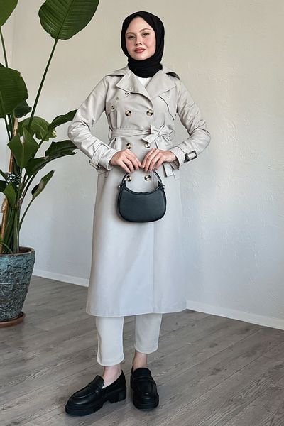 InStyle Πέτρινη καμπαρντίνα με λεπτομέρεια αλυσίδας στην πλάτη