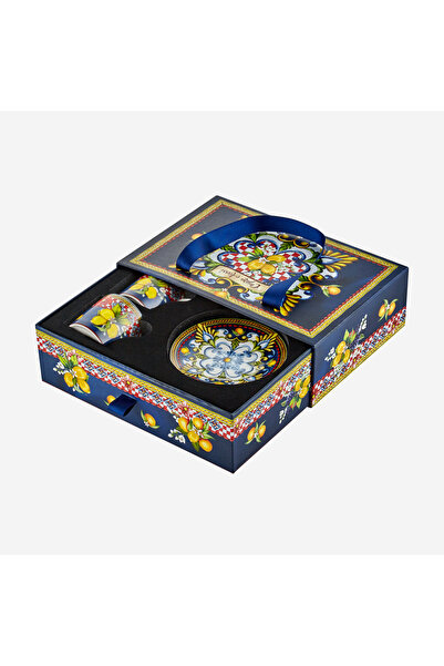 CHIARA ALESSI Capri Blue Porcelain Coffee Cup Set 120 ml