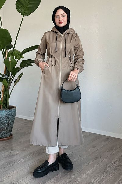 InStyle Καμπαρντίνα με ριγέ μοτίβο Layisa καφέ γάλακτος