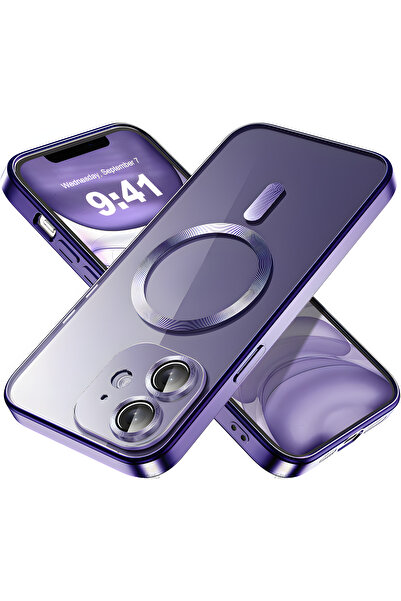 Fibaks Apple Iphone 12 Uyumlu Kılıf Kamera Lens Korumalı Magsafe Şarj Kilifi Şeffaf Renkli Yumuşak Kapak