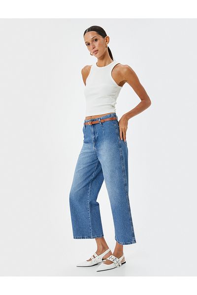Koton Джинси з високою талією та широким поясом Bianca Crop Jeans