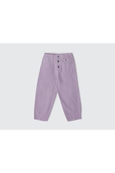 United Colors of Benetton Girl's Lilac 5-Pocket Trousers with Button Closure and Leg Detail