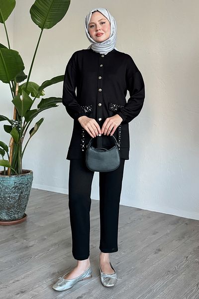 InStyle Black Double Set with Stone Detail - Pockets