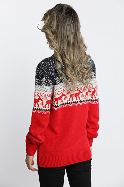 julude Синьо-червоний жіночий светр з оленячим візерунком, зимовий комплект для закоханих, трикотажний светр