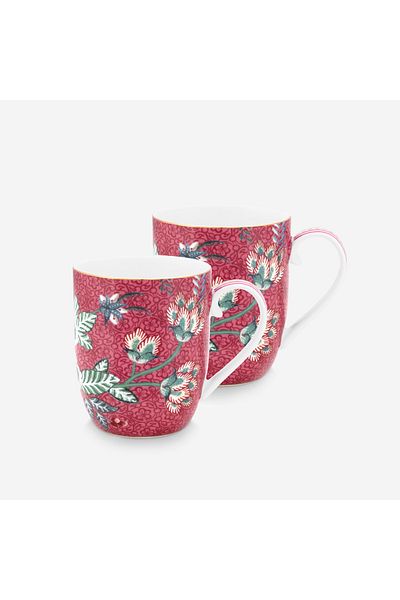 Pip Studio Flower Festival Red Porcelain Mug Set 145 ml