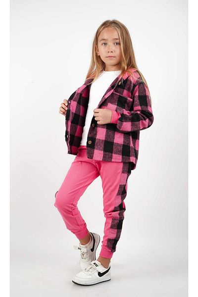 ESİLA KİDS Plaid Patterned Girl's Cotton Knitted Triple Set