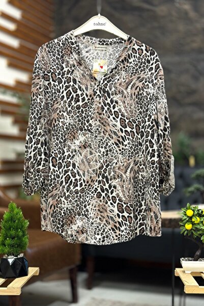 sahnemoda Шаль і сорочка з коміром з леопардовим принтом