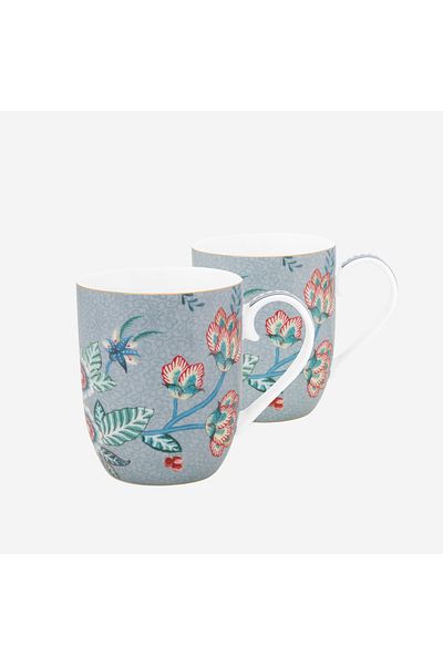 Pip Studio Flower Festival Blue Porcelain Mug Set 145 ml