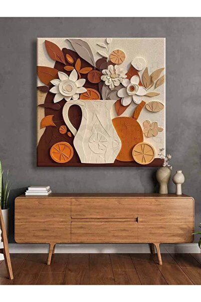 Şehzat Vazoda Dekoratif Çiçekler Kanvas Tablo