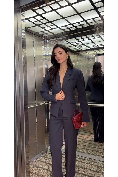 My Blog Navy Blue Arm Collet and Waist Seated Double Set-9480