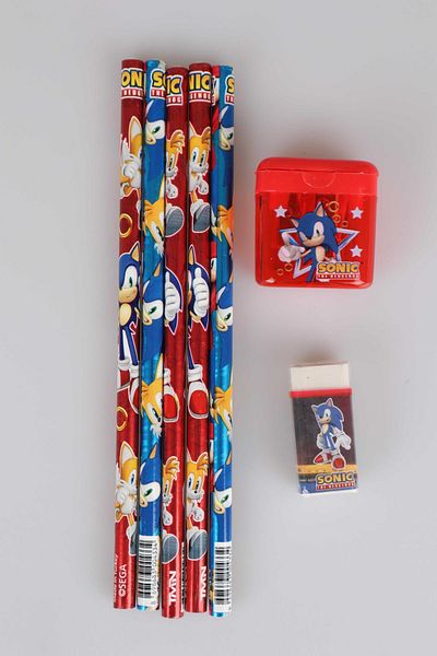 Sonic LICENSED SONIC 5-PIECE PENCIL, ERASER AND PENCILER SET