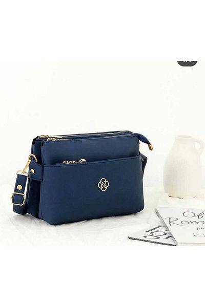 MAC&MOS Women's Navy Blue 3 Compartment Shoulder Bag