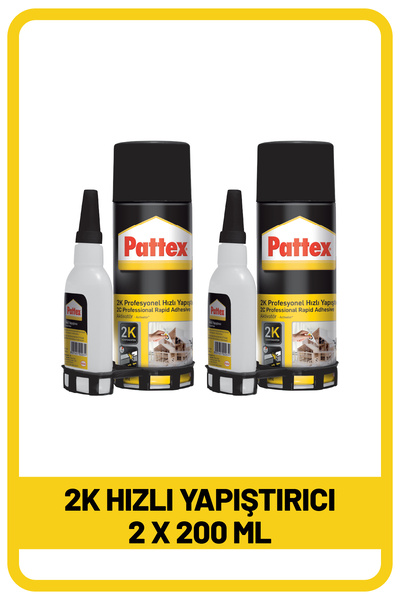Pattex 2k Hızlı Yapıştırıcı 200ml X 2 Adet | Güçlü Ve Hızlı Yapışma