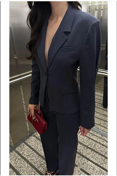 My Blog Navy Blue Arm Collet and Waist Seated Double Set-9480