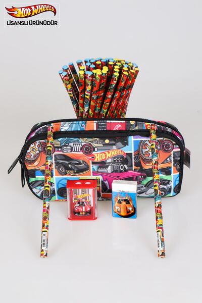HOT WHEELS YENİ SEZON LİSANSLI HOT WHEELS KALEM ÇANTASI,2 ADET KURŞUN KALEM,S...