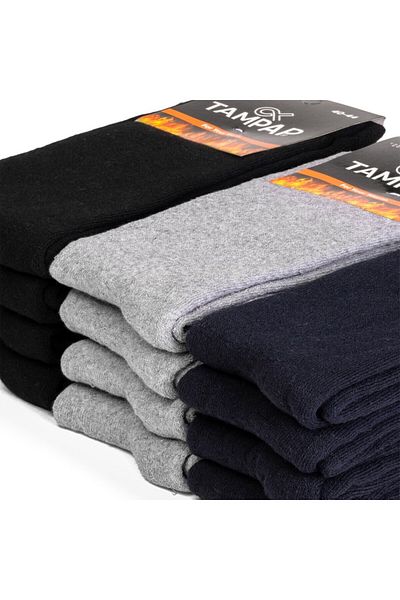 TAMPAP Ανδρικές χειμερινές χοντρές κάλτσες Terry Socks 6 Pack Tampap