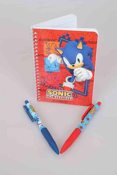Disney LICENSED SONIC RULED NOTEBOOK AND VERSATILE NIB PEN 0.7 mm 2-PACK