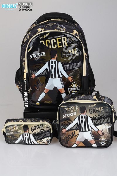 MUGGLE Colecție personalizată Joc de fotbal Dekomus cu licență - Set ghiozdan, cutie de prânz și geantă de creion