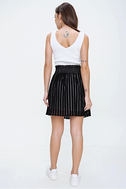 By Saygı Csíkos bélésű szoknya elasztikus derékkal