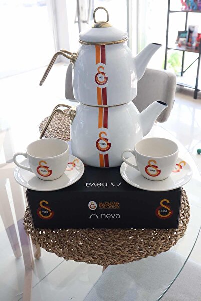 Galatasaray LİSANSLI GALATASARAY ÇAY KEYFİ! EMAYE 1. KALİTE ÇAYDANLIK VE 2'Lİ...