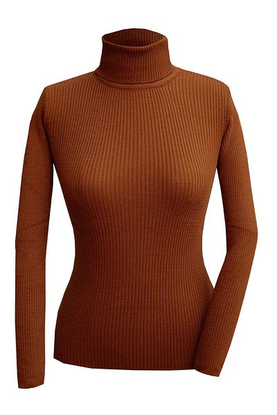 Tesettür Çarşım Knitwear Lycra Turtleneck Body Sweater-Brown