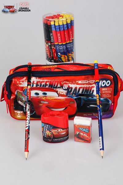 CARS 2 Pieces Pencil and Double Bias Pencil Sharpener and Eraser Set - Lisanls Cars