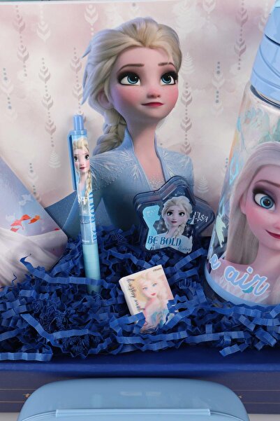 ELSA Cutie personalizată cu licență DEKOMUS - Set de hârtie și mâncare „Elsa’s Blue School Ride”