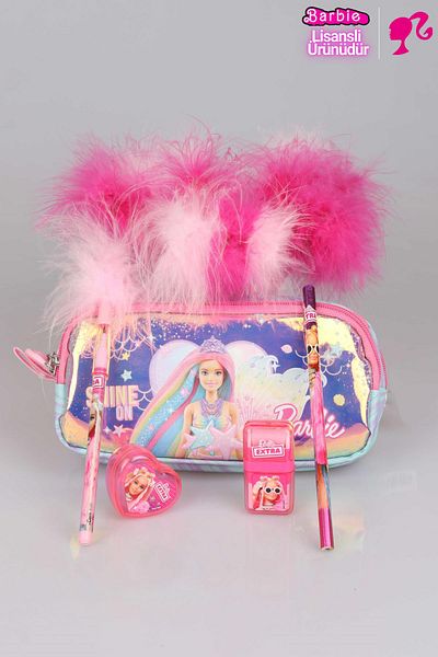 Barbie DEKOMUS Licensed Barbie - "Luminous Mermaid" Collection Pencil Bag, Feather Snap Pencil, Hearted Pencil
