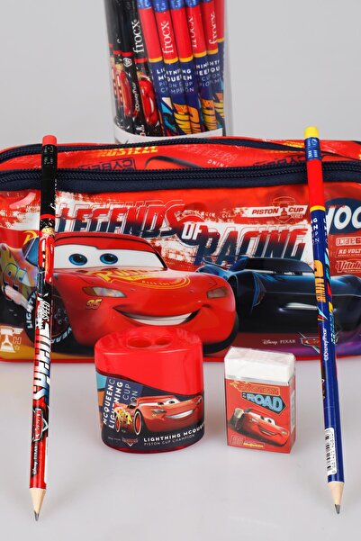 CARS 2 Pieces Pencil and Double Bias Pencil Sharpener and Eraser Set - Lisanls Cars