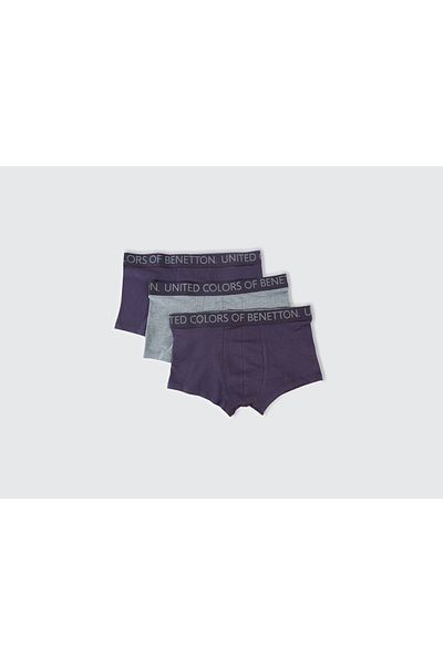 United Colors of Benetton Set boxer din 3 piese pentru bărbați, cu logo-ul cu talie prune