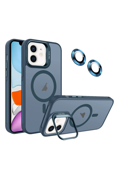 Caseji Apple Iphone 11 Uyumlu Kılıf Standlı Mat Magsafe Metal Tuşlu Kamera Le...