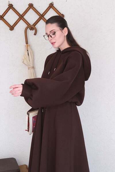 Ceylan Otantik Bitter Brown 3 Yarn Sweat & Skirt Set