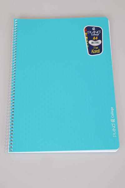 Piano 2 Pieces of Lined Notebook and 2 Pieces of Checkered Notebook 72 Sheets Spiraled A4 PP Cover