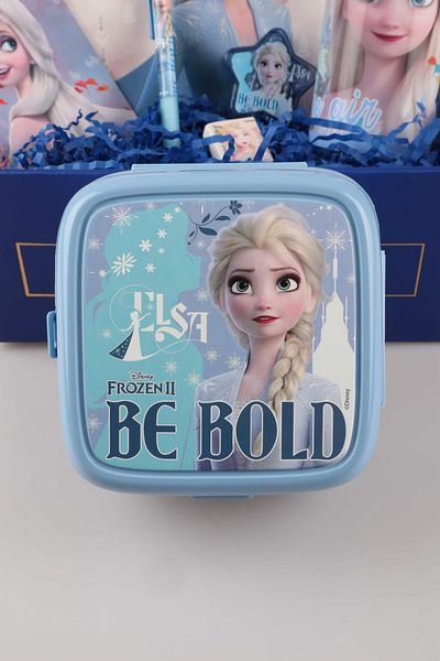 ELSA Cutie personalizată cu licență DEKOMUS - Set de hârtie și mâncare „Elsa’s Blue School Ride”